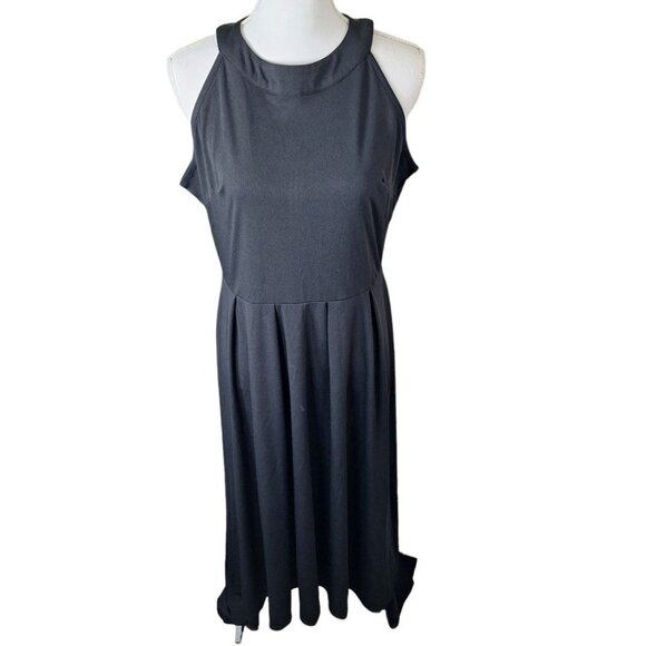 Long Black Dress Women XL Halter Sleeveless Top with Zipper Back Classic - Picture 12 of 13